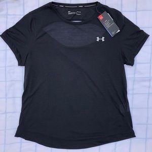 NWT Black Under Armour Run Top with cutout